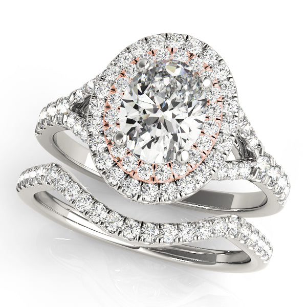 Elegant Halo Engagement Ring Oval Diamond Engagement Ring — 9K/18K Gold & Platinum