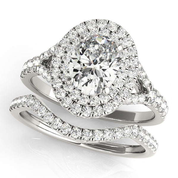 Elegant Halo Engagement Ring Oval Diamond Engagement Ring — 9K/18K Gold & Platinum
