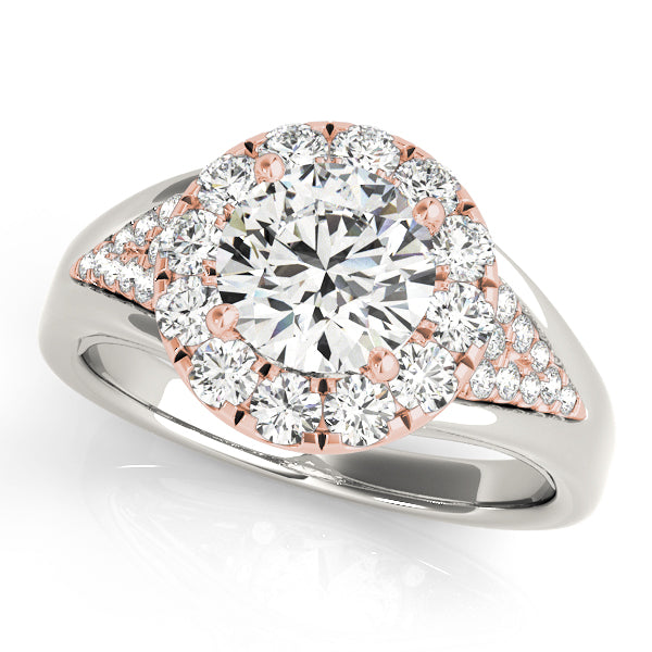 Statement Halo Engagement Ring Round Diamond Engagement Ring — 9K/18K Gold & Platinum