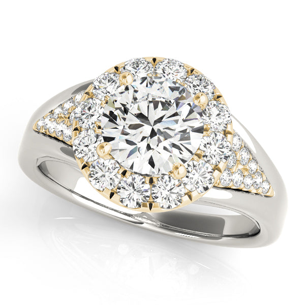 Statement Halo Engagement Ring Round Diamond Engagement Ring — 9K/18K Gold & Platinum
