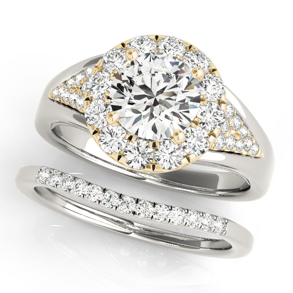 Statement Halo Engagement Ring Round Diamond Engagement Ring — 9K/18K Gold & Platinum