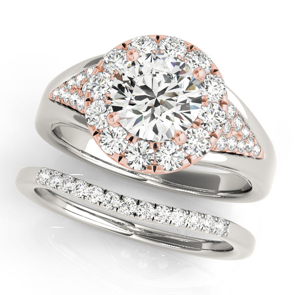 Statement Halo Engagement Ring Round Diamond Engagement Ring — 9K/18K Gold & Platinum