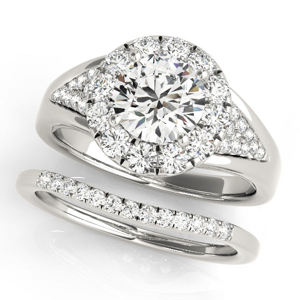 Statement Halo Engagement Ring Round Diamond Engagement Ring — 9K/18K Gold & Platinum