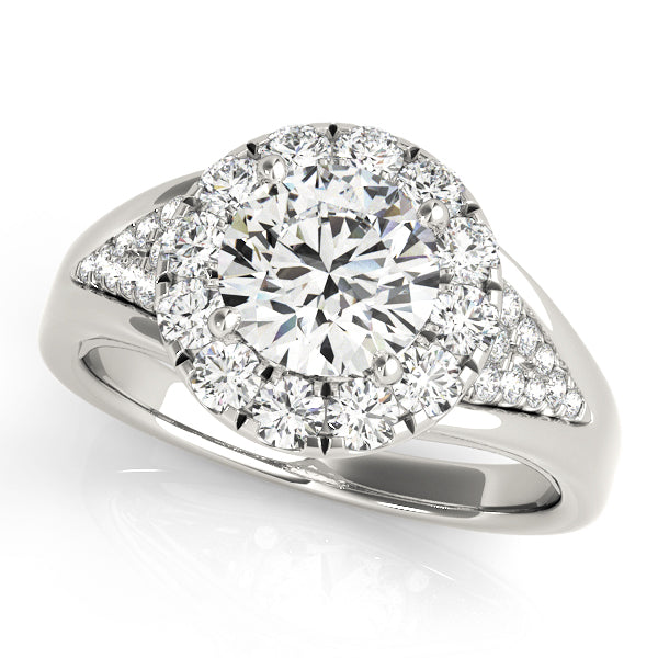 Statement Halo Engagement Ring Round Diamond Engagement Ring — 9K/18K Gold & Platinum