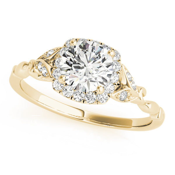 Bespoke Halo Engagement Ring Round Diamond Engagement Ring — 9K/18K Gold & Platinum