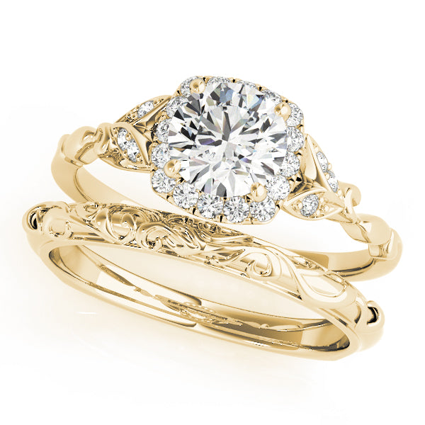 Bespoke Halo Engagement Ring Round Diamond Engagement Ring — 9K/18K Gold & Platinum