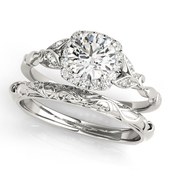Bespoke Halo Engagement Ring Round Diamond Engagement Ring — 9K/18K Gold & Platinum