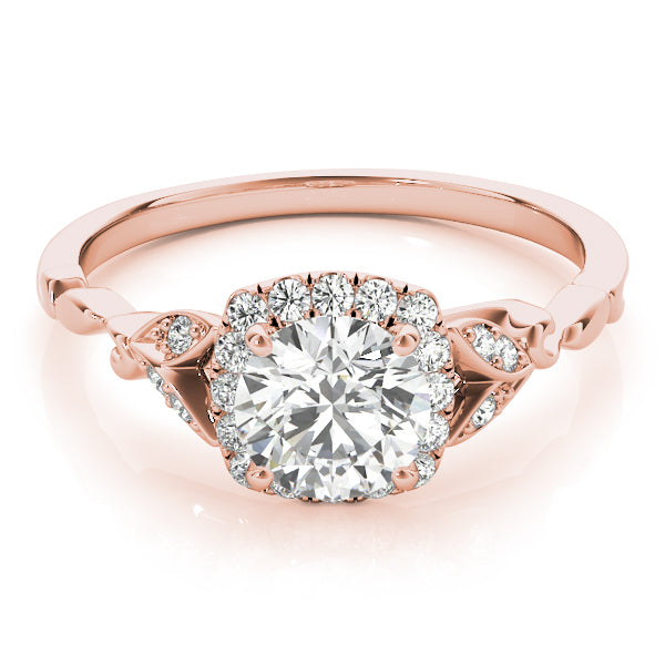 Bespoke Halo Engagement Ring Round Diamond Engagement Ring — 9K/18K Gold & Platinum