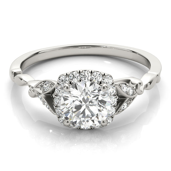Bespoke Halo Engagement Ring Round Diamond Engagement Ring — 9K/18K Gold & Platinum