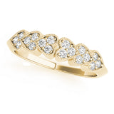 Heart Milgrain Half Eternity Ring in Gold & Platinum