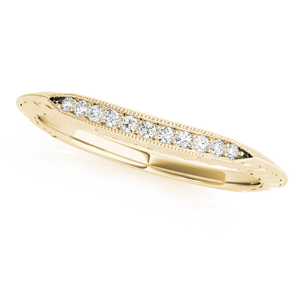 Vintage Inspired Filigree Prong Curved Half Eternity Ring in Gold & Platinum
