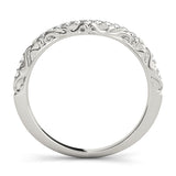 Vintage Inspired Filigree Curved Half Eternity Ring in Gold & Platinum