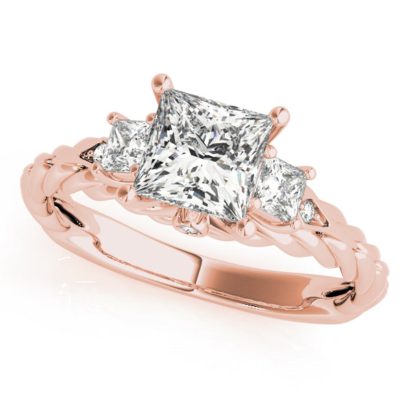 Exquisite Sidestone Princess Diamond Engagement Ring — 9K/18K Gold & Platinum