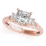Exquisite Sidestone Princess Diamond Engagement Ring — 9K/18K Gold & Platinum