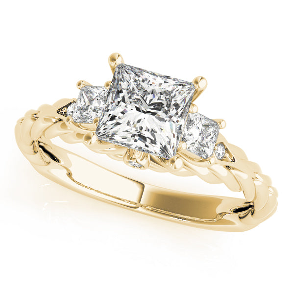 Exquisite Sidestone Princess Diamond Engagement Ring — 9K/18K Gold & Platinum