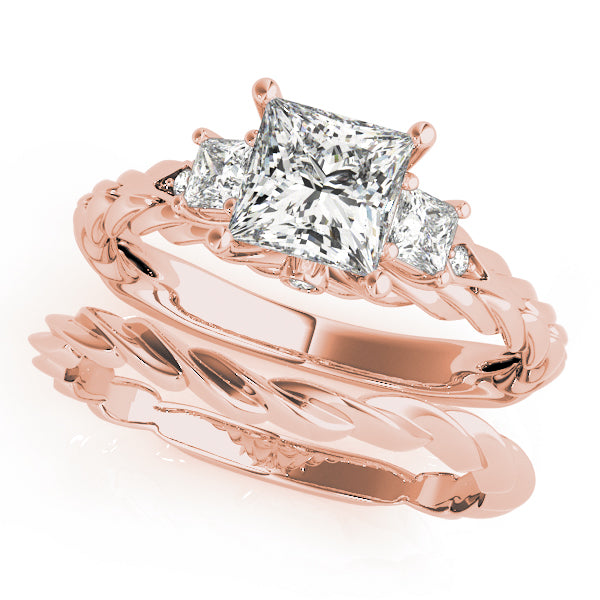 Exquisite Sidestone Princess Diamond Engagement Ring — 9K/18K Gold & Platinum