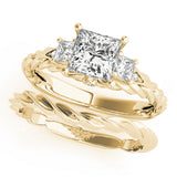 Exquisite Sidestone Princess Diamond Engagement Ring — 9K/18K Gold & Platinum
