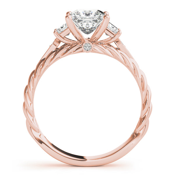 Exquisite Sidestone Princess Diamond Engagement Ring — 9K/18K Gold & Platinum