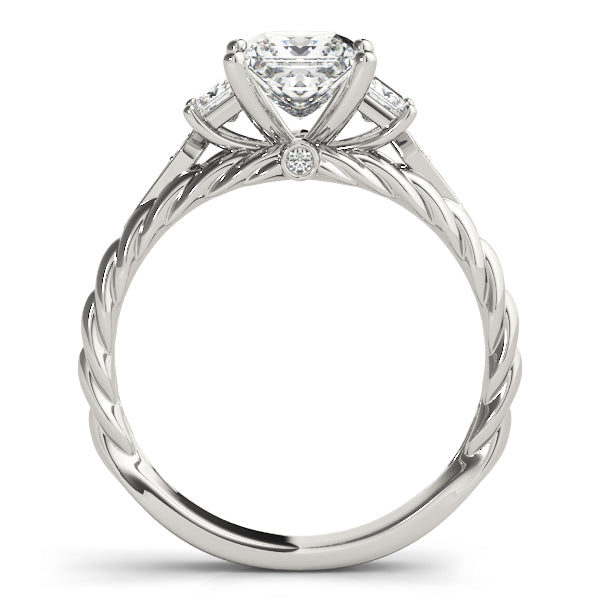 Exquisite Sidestone Princess Diamond Engagement Ring — 9K/18K Gold & Platinum