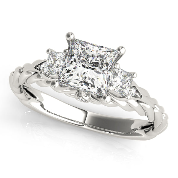 Exquisite Sidestone Princess Diamond Engagement Ring — 9K/18K Gold & Platinum
