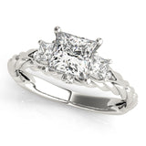 Exquisite Sidestone Princess Diamond Engagement Ring — 9K/18K Gold & Platinum