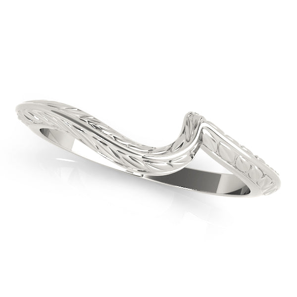 Engraved Filigree Curved Wedding Gold Band