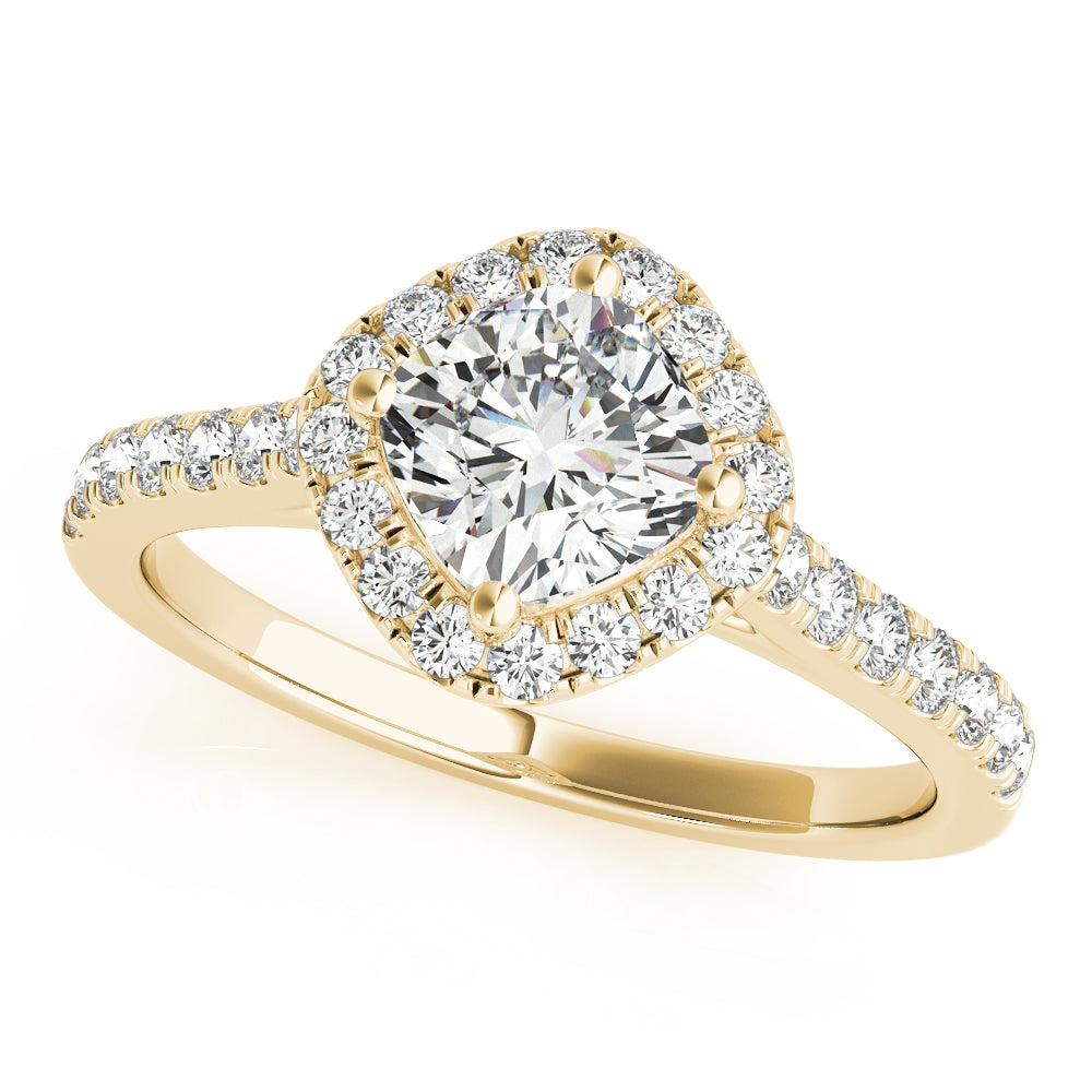 Majestic Sidestone Cushion Diamond Engagement Ring — 9K/18K Gold & Platinum