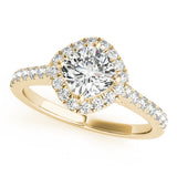 Majestic Sidestone Cushion Diamond Engagement Ring — 9K/18K Gold & Platinum