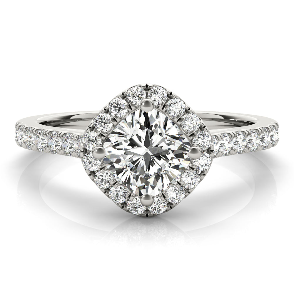 Majestic Sidestone Cushion Diamond Engagement Ring — 9K/18K Gold & Platinum