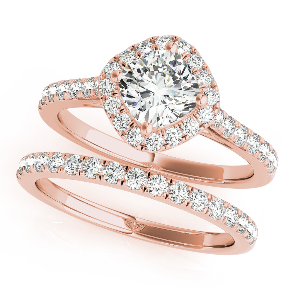 Majestic Sidestone Cushion Diamond Engagement Ring — 9K/18K Gold & Platinum