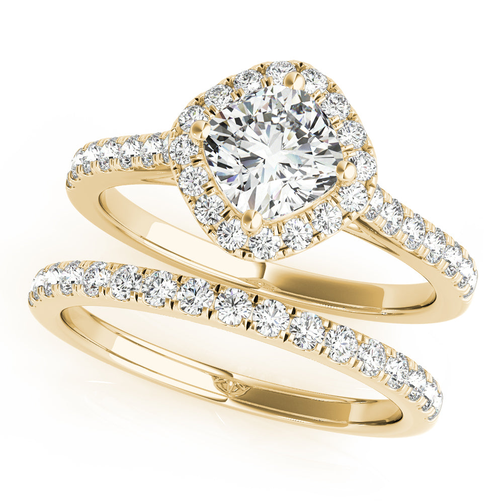Majestic Sidestone Cushion Diamond Engagement Ring — 9K/18K Gold & Platinum
