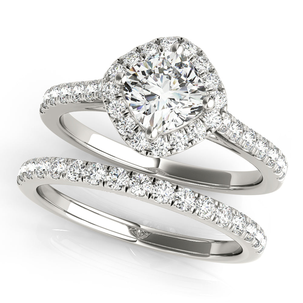 Majestic Sidestone Cushion Diamond Engagement Ring — 9K/18K Gold & Platinum