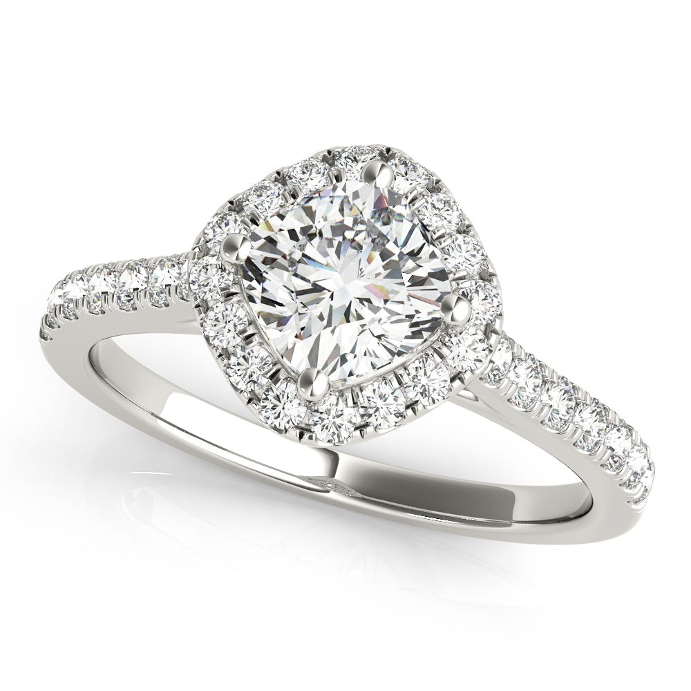 Majestic Sidestone Cushion Diamond Engagement Ring — 9K/18K Gold & Platinum