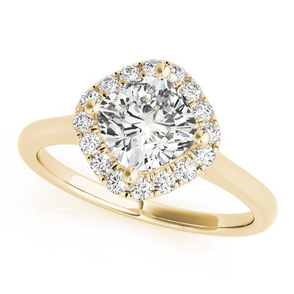 Sculpted Sidestone Cushion Diamond Engagement Ring — 9K/18K Gold & Platinum