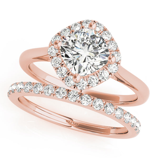 Sculpted Sidestone Cushion Diamond Engagement Ring — 9K/18K Gold & Platinum