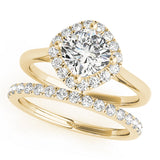 Sculpted Sidestone Cushion Diamond Engagement Ring — 9K/18K Gold & Platinum