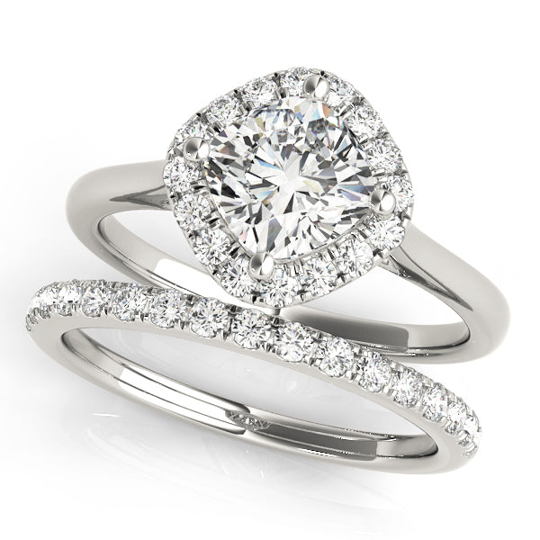 Sculpted Sidestone Cushion Diamond Engagement Ring — 9K/18K Gold & Platinum