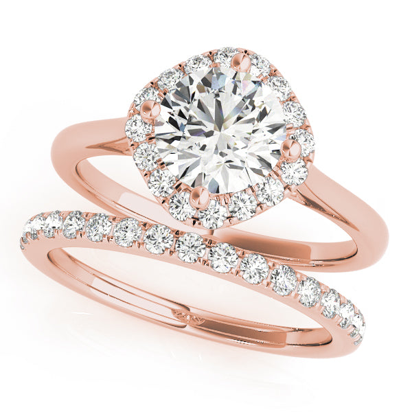 Sculpted Sidestone Cushion Diamond Engagement Ring — 9K/18K Gold & Platinum