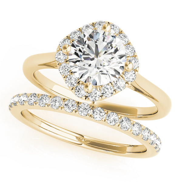 Sculpted Sidestone Cushion Diamond Engagement Ring — 9K/18K Gold & Platinum