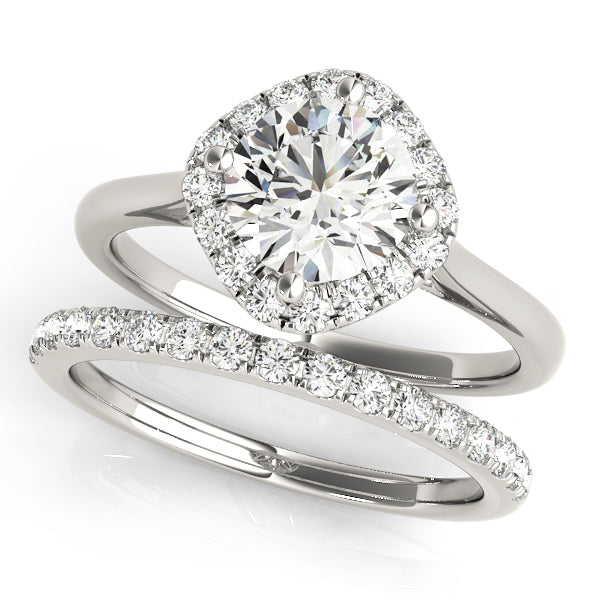 Sculpted Sidestone Cushion Diamond Engagement Ring — 9K/18K Gold & Platinum