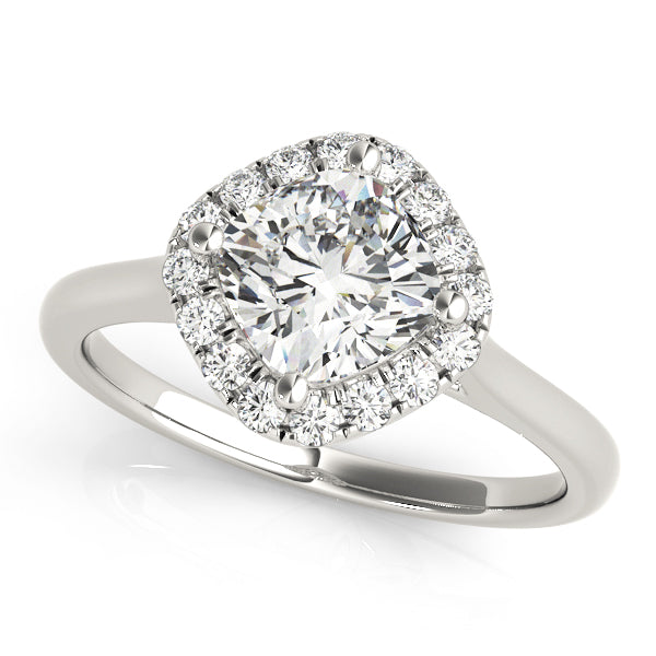 Sculpted Sidestone Cushion Diamond Engagement Ring — 9K/18K Gold & Platinum