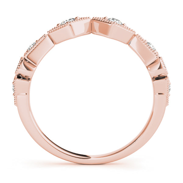 Vintage Milgrain Half Eternity Ring in Gold & Platinum