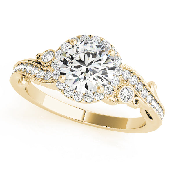 Enchanted Antique Round Diamond Engagement Ring — 9K/18K Gold & Platinum