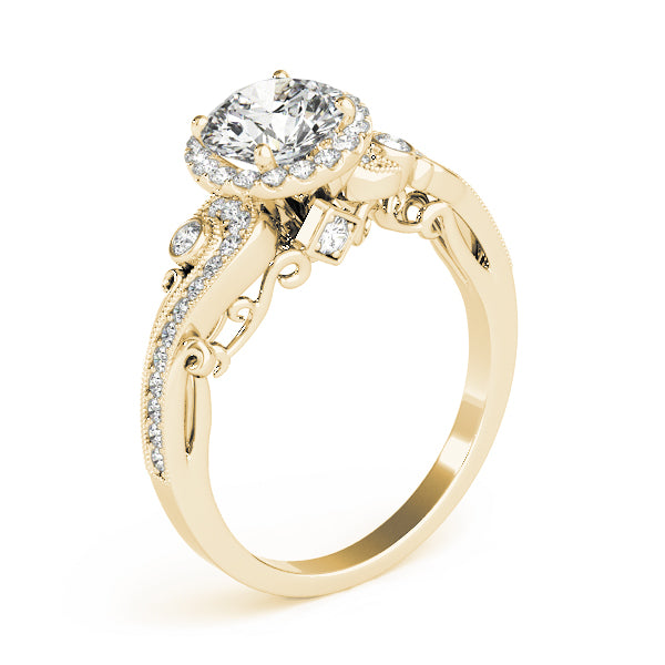 Enchanted Antique Round Diamond Engagement Ring — 9K/18K Gold & Platinum