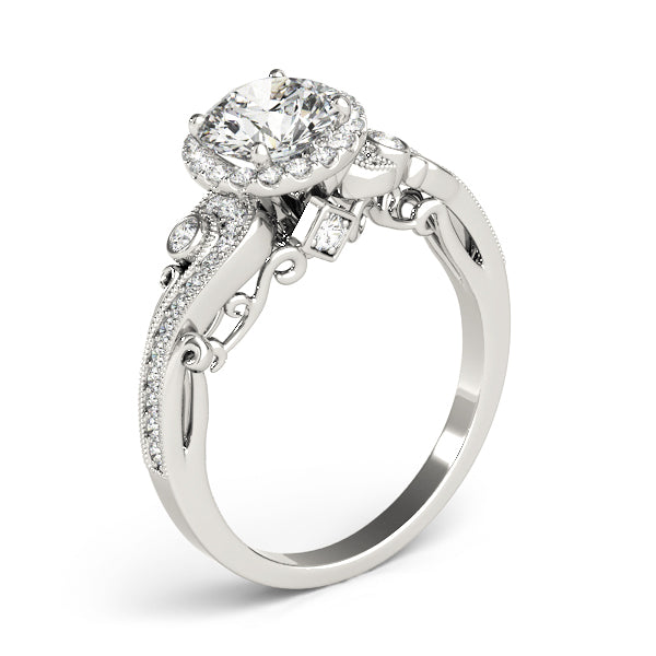 Enchanted Antique Round Diamond Engagement Ring — 9K/18K Gold & Platinum