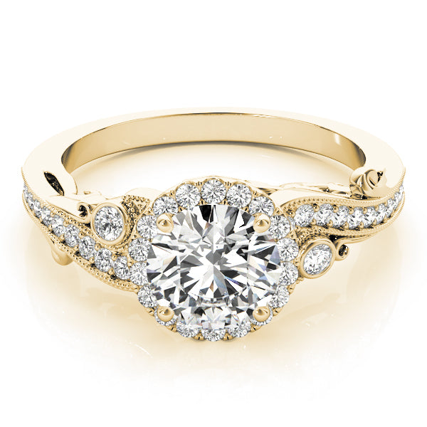 Enchanted Antique Round Diamond Engagement Ring — 9K/18K Gold & Platinum
