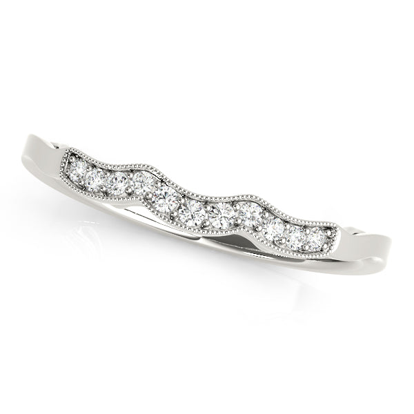 Prong in Channel Milgrain Curved Half Eternity Ring in Gold & Platinum