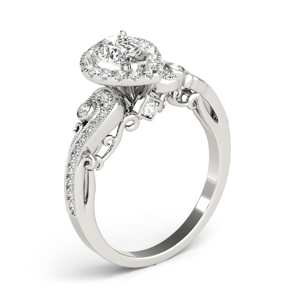 Devoted Antique Pear Diamond Engagement Ring — 9K/18K Gold & Platinum