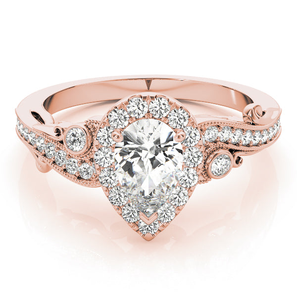 Devoted Antique Pear Diamond Engagement Ring — 9K/18K Gold & Platinum