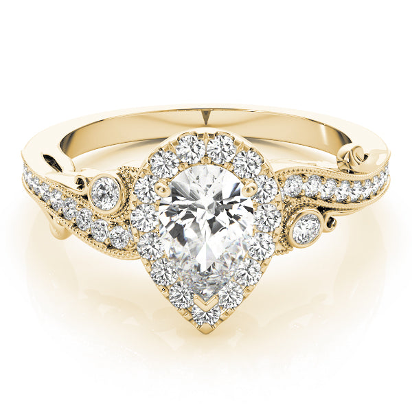 Devoted Antique Pear Diamond Engagement Ring — 9K/18K Gold & Platinum